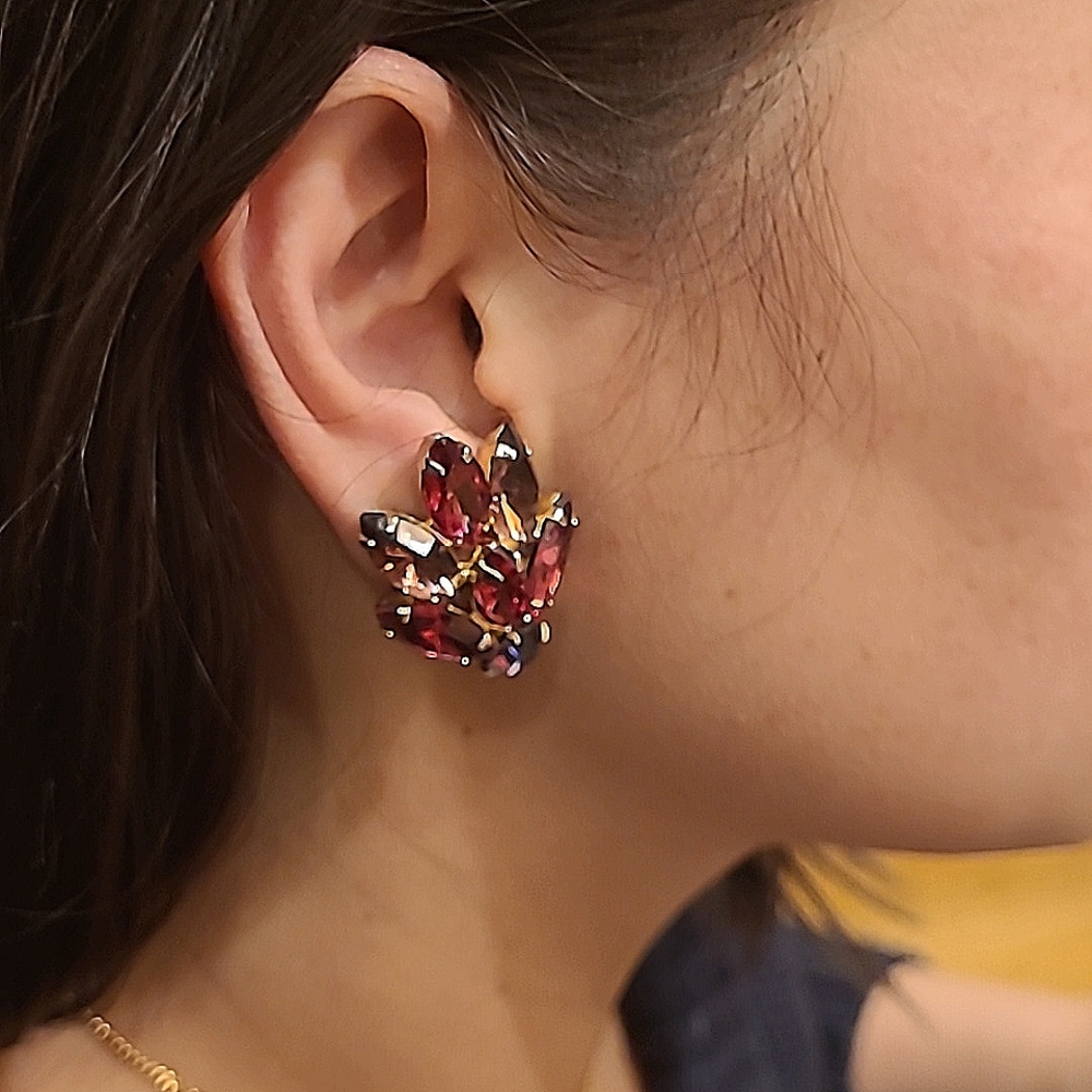 Vintage Weiss AB  Fuchsia and Purple Earrings